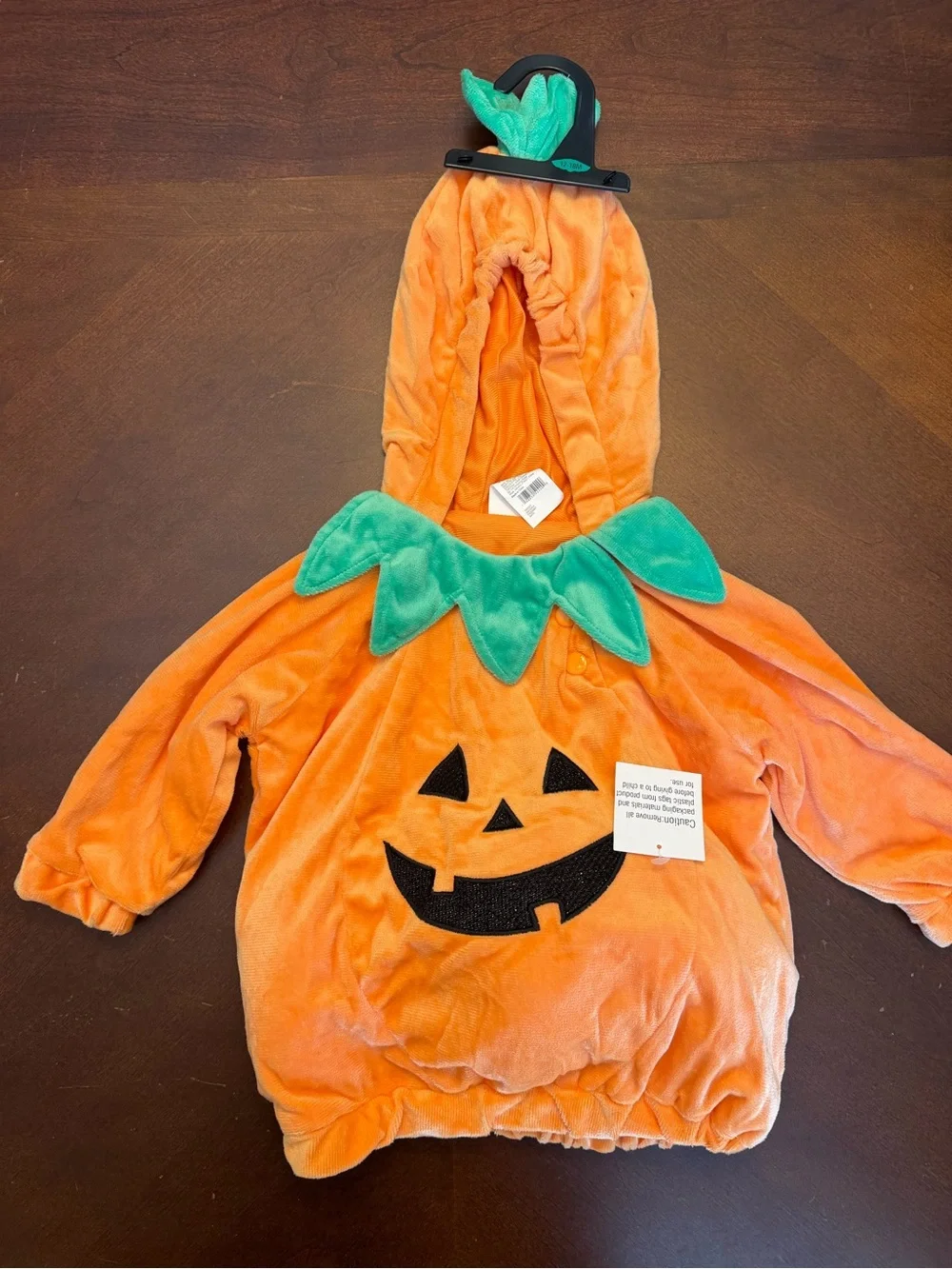NWT Baby Pumpkin Halloween Costume 12-18M Plush Orange Hooded Jack O Lantern